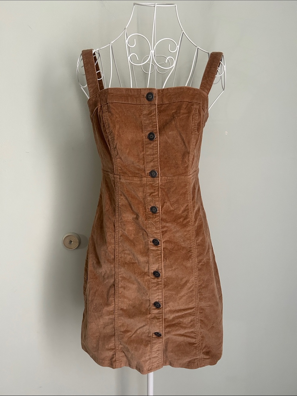 Hollister Rust Brown Corduroy Button-Front Mini Dress
